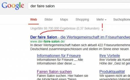 Bei GOOGLE gut vertreten