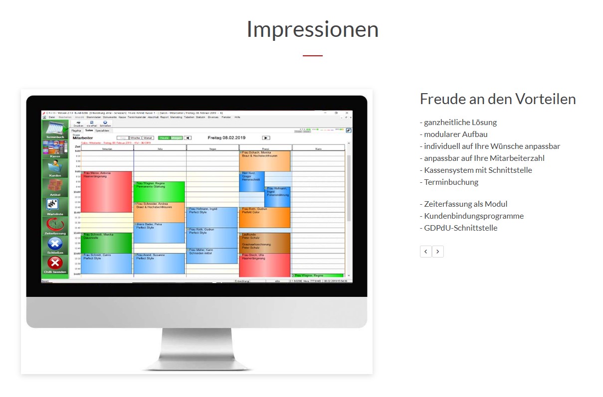 Chilli Kassensoftware mit digitalem Terminkalender